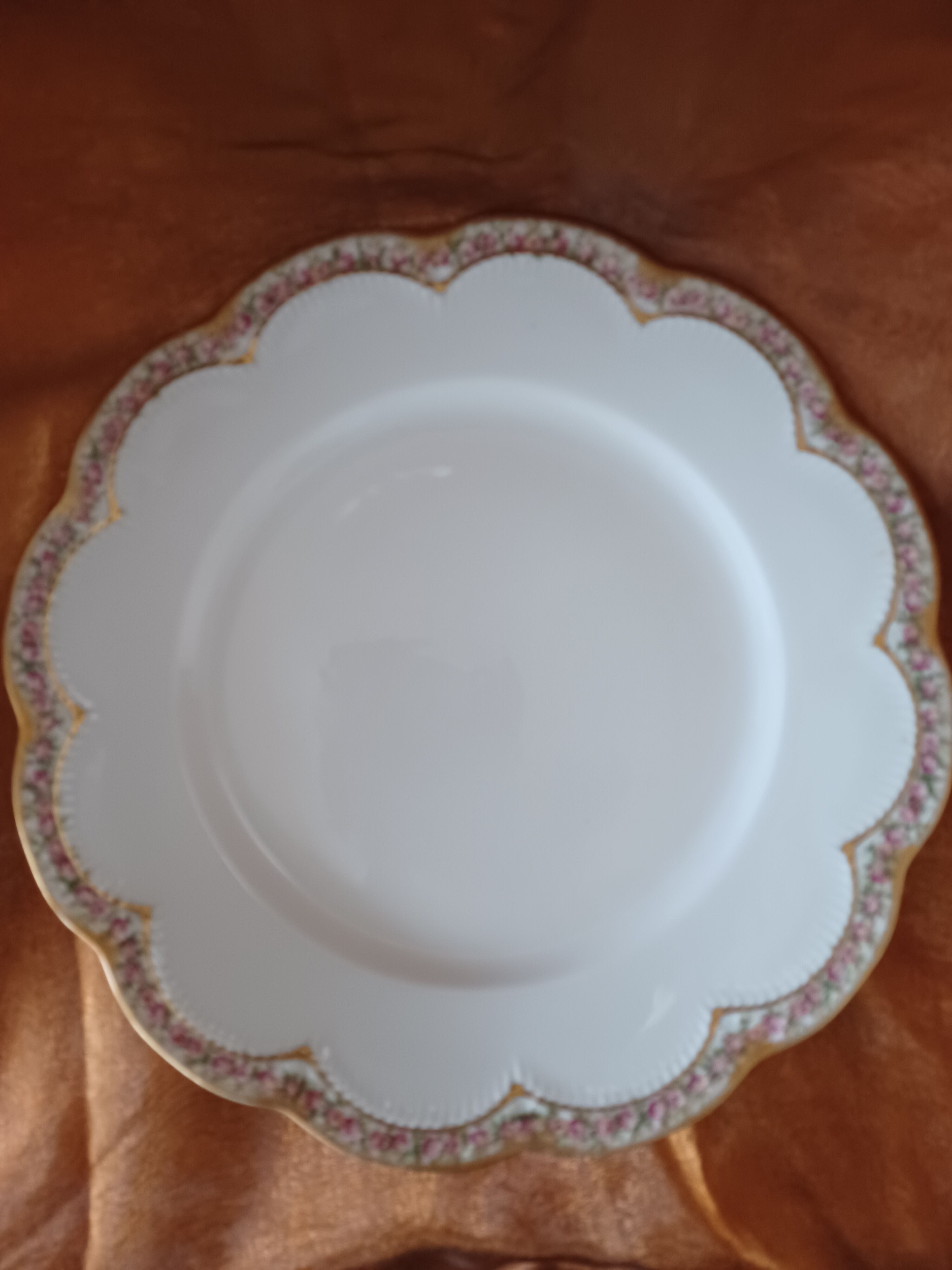 Haviland porcelain plate, contour decorations in floral garland.