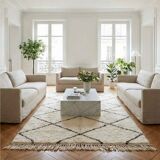 White Berber rug with black diamonds 150x260 cm