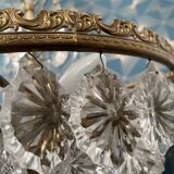 Lustre laiton et pampilles en verre, 3 étages, 6 feux