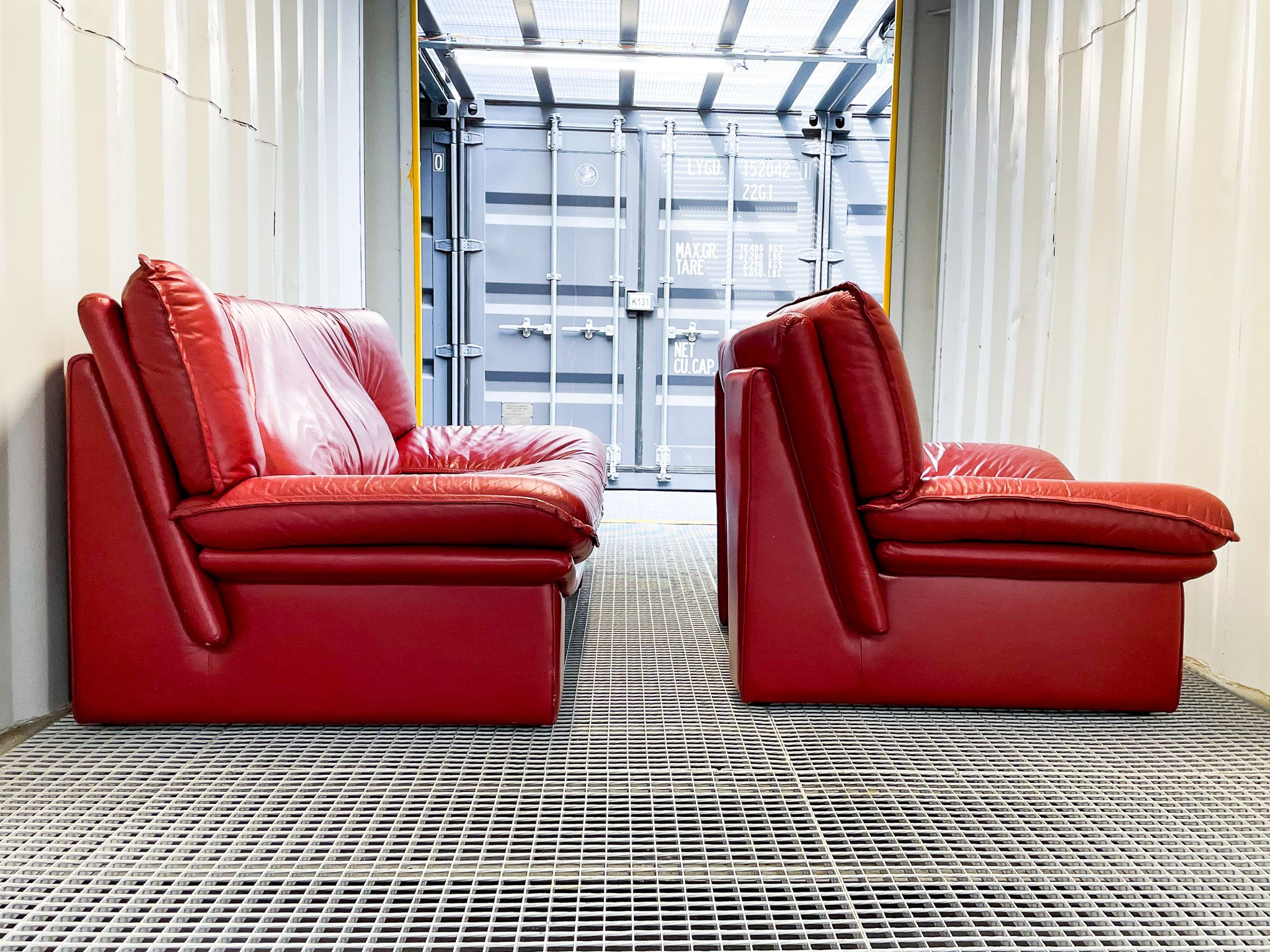 Nicoletti Salotti Italian Designer - Armchair and sofa set 2 places in red leather