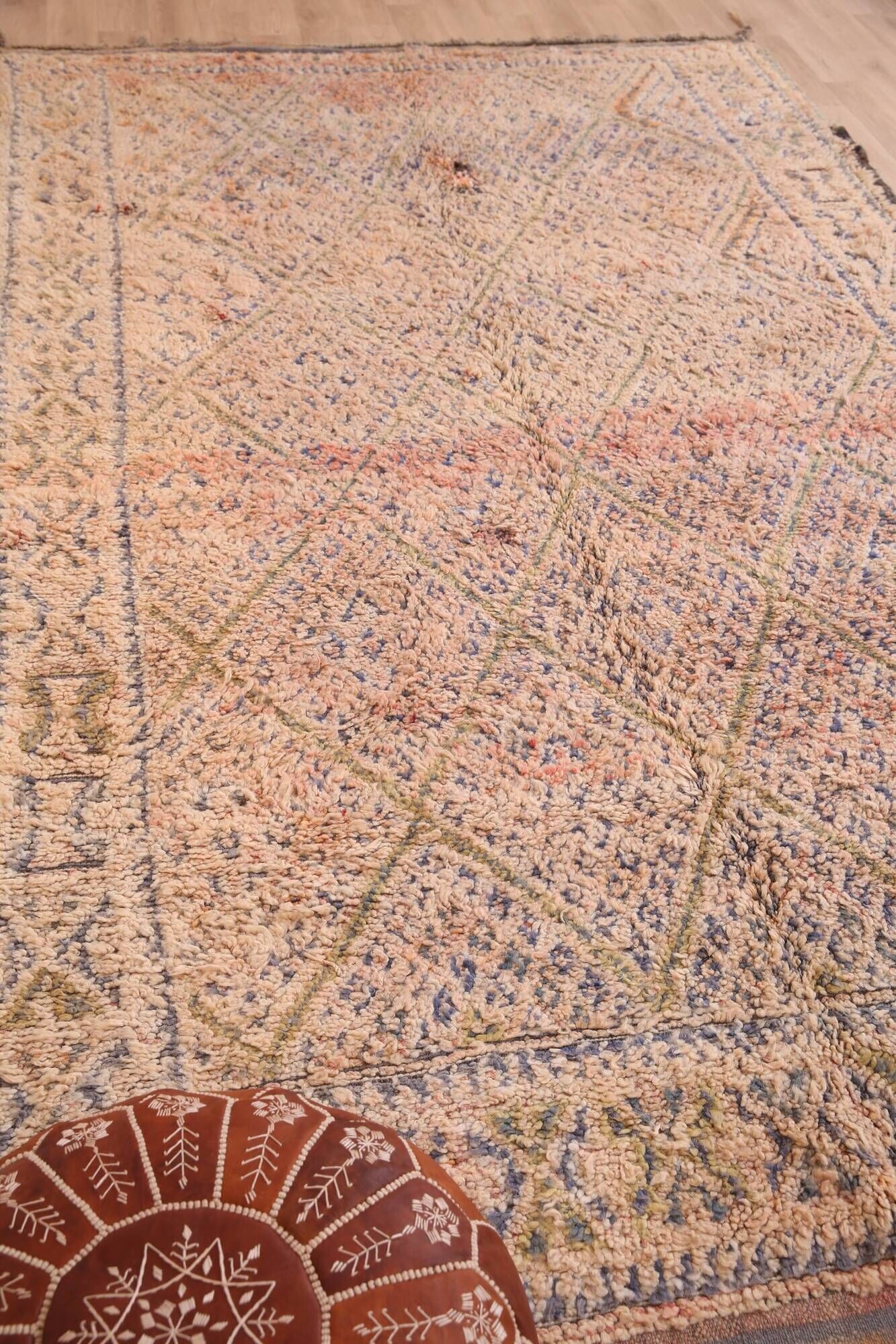 Vintage Moroccan Wool Rug 192 x 328 cm, Handmade Berber Rug, Bohemian Rug