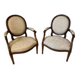 Paire de fauteuils Louis XVI