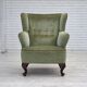 1960s, Scandinavian armchair, green furniture velour, oak wood legs.