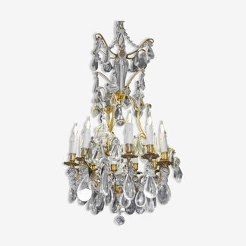 Nineteenth century crystal chandelier, gilded bronze