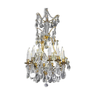 Lustre en cristal du xixème siècle, bronze doré