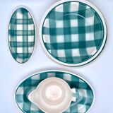 Vintage beige and green checkered service