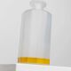 Vintage milky glass vase with yellow base, twelve-faced silhouette, Italian Bormioli, 1980s