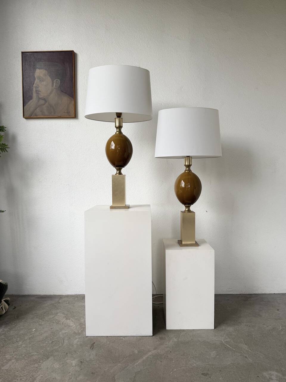 Pair of Philippe Barbier table lamps from the 70s