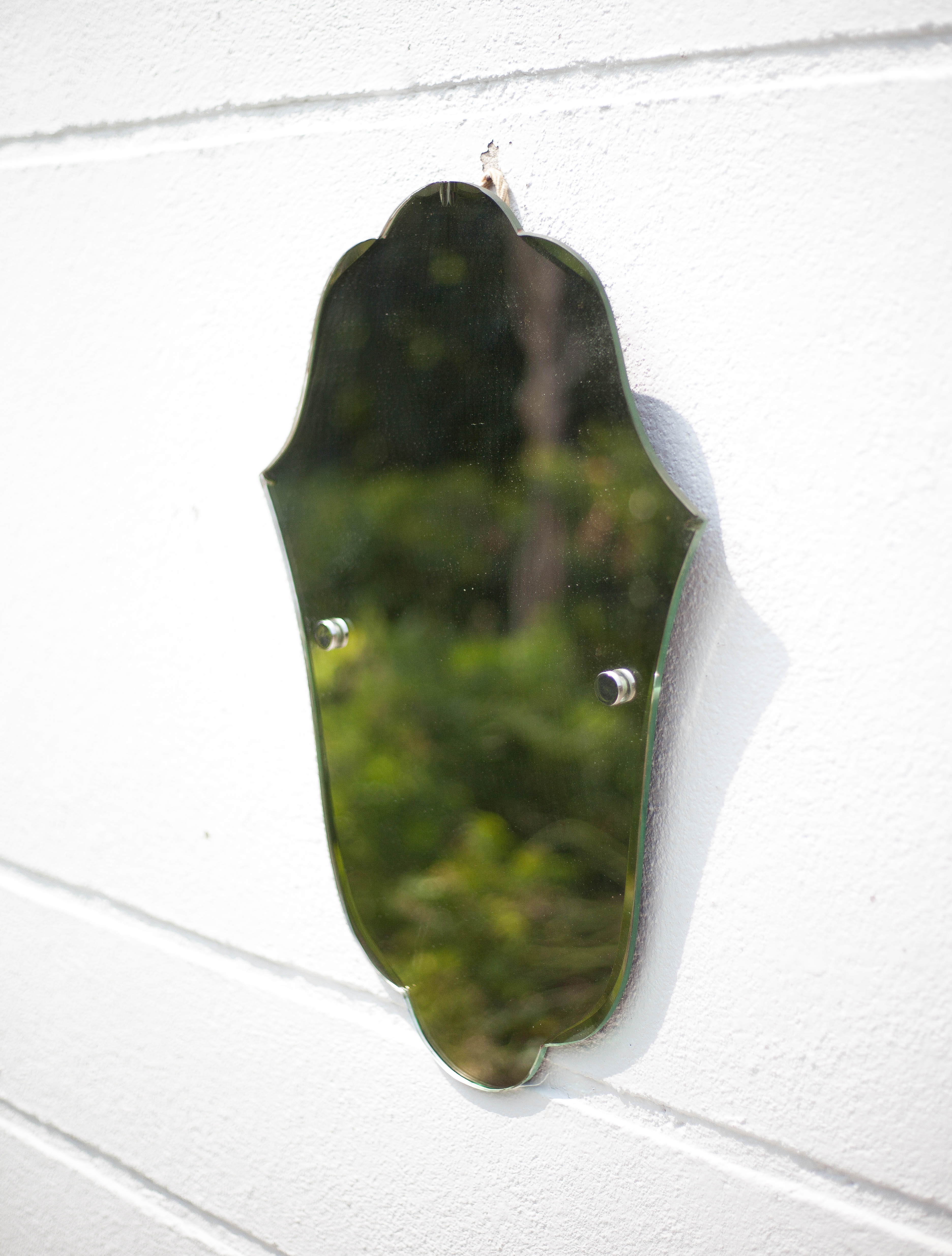 Art deco mirror, wall mirror, Fatma's hand shaped mirror, bevelled mirror