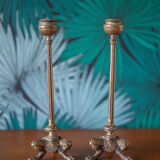 pair of numbered bronze candle holder