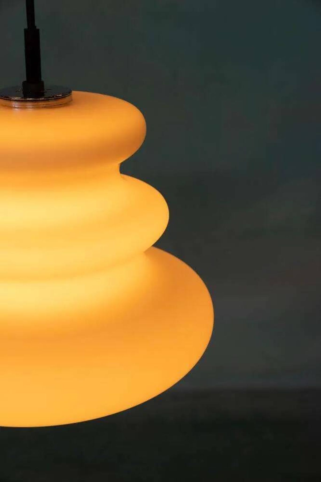 Opaline glass suspension from the space age, organic-shaped pendant.