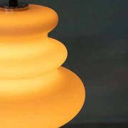 Opaline glass suspension from the space age, organic-shaped pendant.
