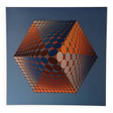 Plate by Victor Vasarely – "Universal Structure of the Hexagon" – Op