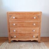 Oak and porcelain chest of drawers