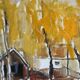 Original Swedish Oil on Canvas – "Houses and Trees in Autumn" by Pia H. Campbell