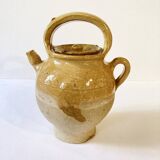 Antique Provençal jug / goat in yellow enamelled stoneware