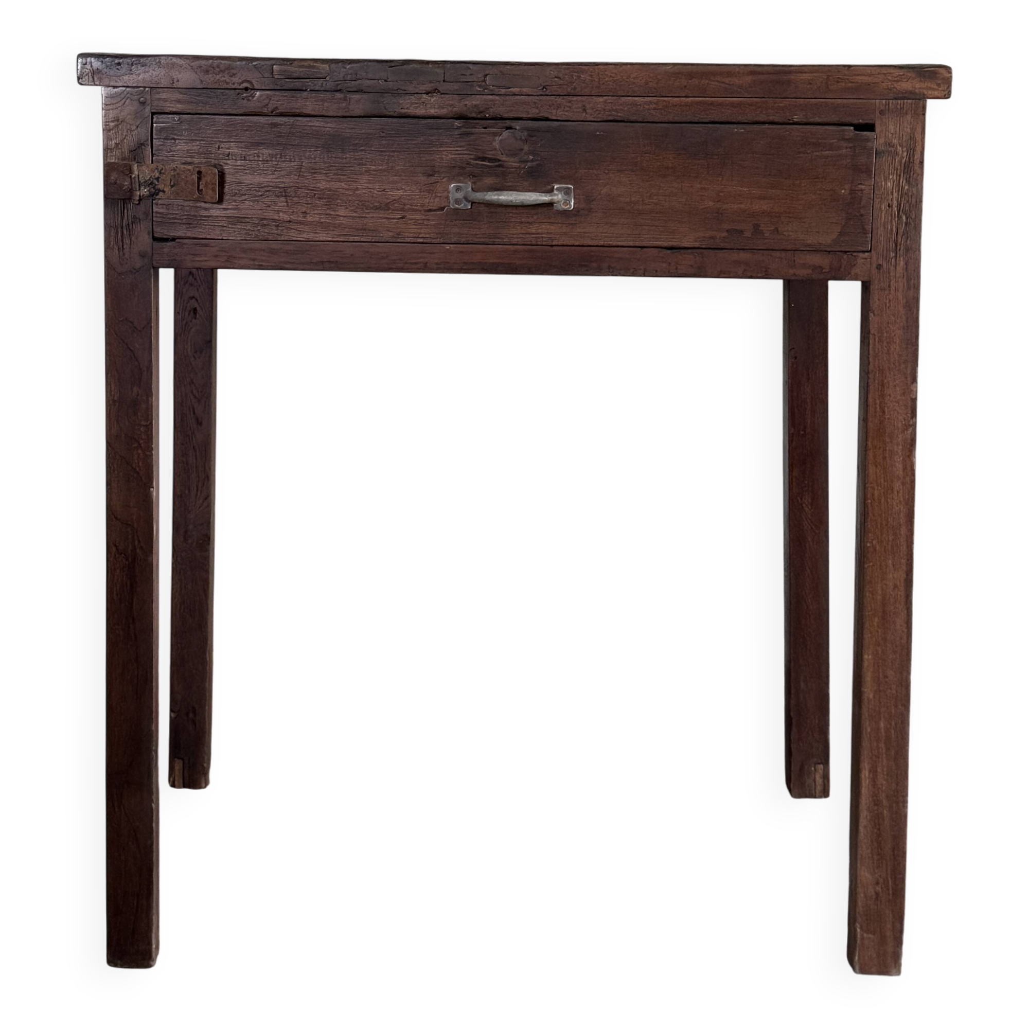 Antique Indonesian teak workbench with one drawer H82.5 L76x49.