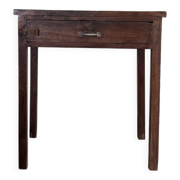 Antique Indonesian teak workbench with one drawer H82.5 L76x49.