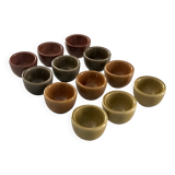Set of 12 small multi-colored ceramic candle holders