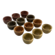 Set of 12 small multi-colored ceramic candle holders