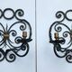 Ancienne paire d'appliquer fer forgé style baroque