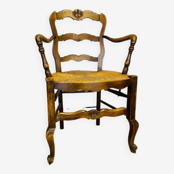 Straw wood armchair