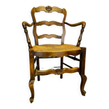 Straw wood armchair