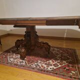 Napoleon III solid walnut pedestal table with extensions - 14 place settings