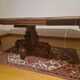 Round walnut table in solid wood, Napoleon III style with extensions - for 14 settings.