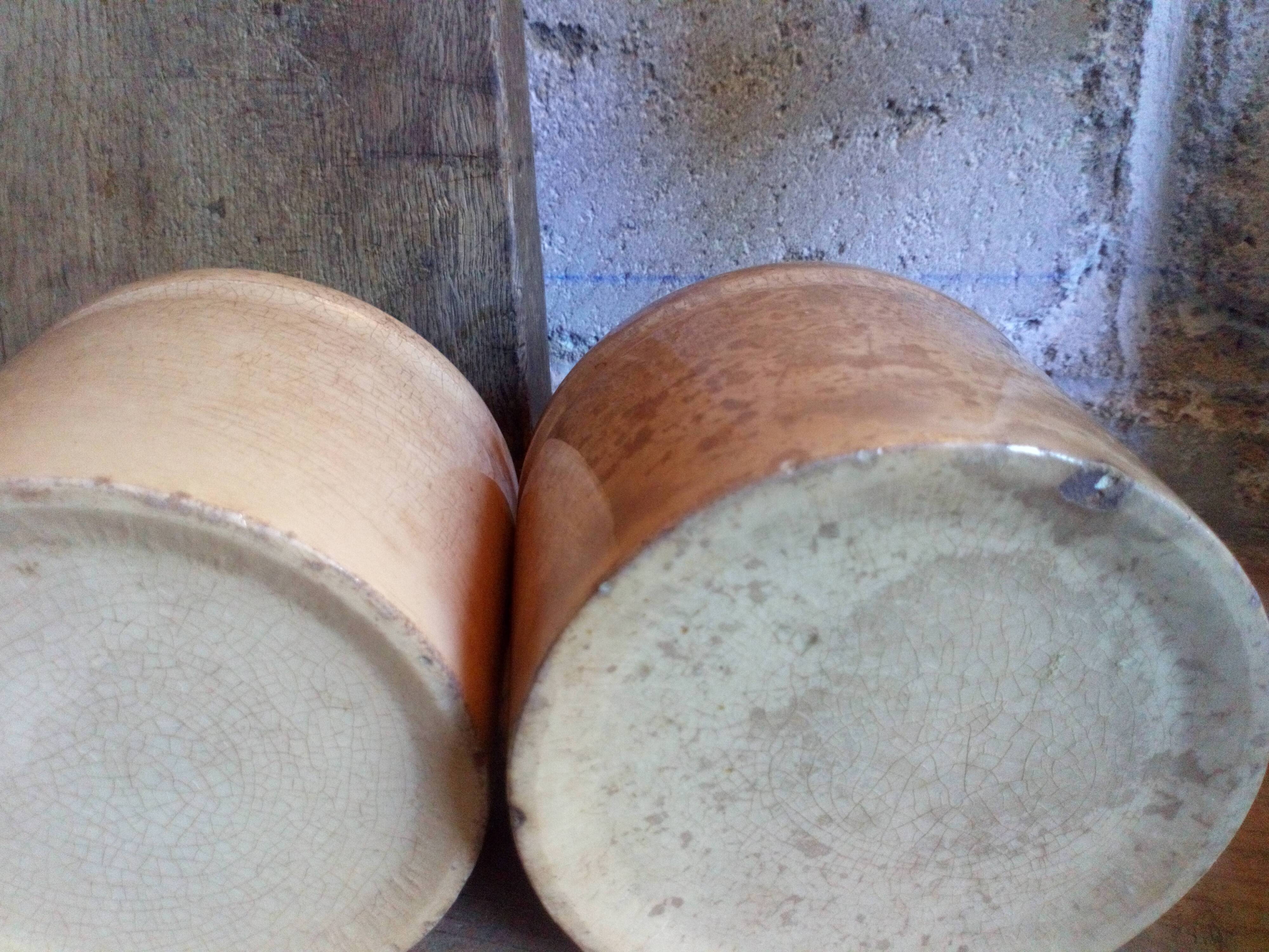 Three XXeme jam jars in glazed earth