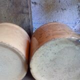 Three XXeme jam jars in glazed earth