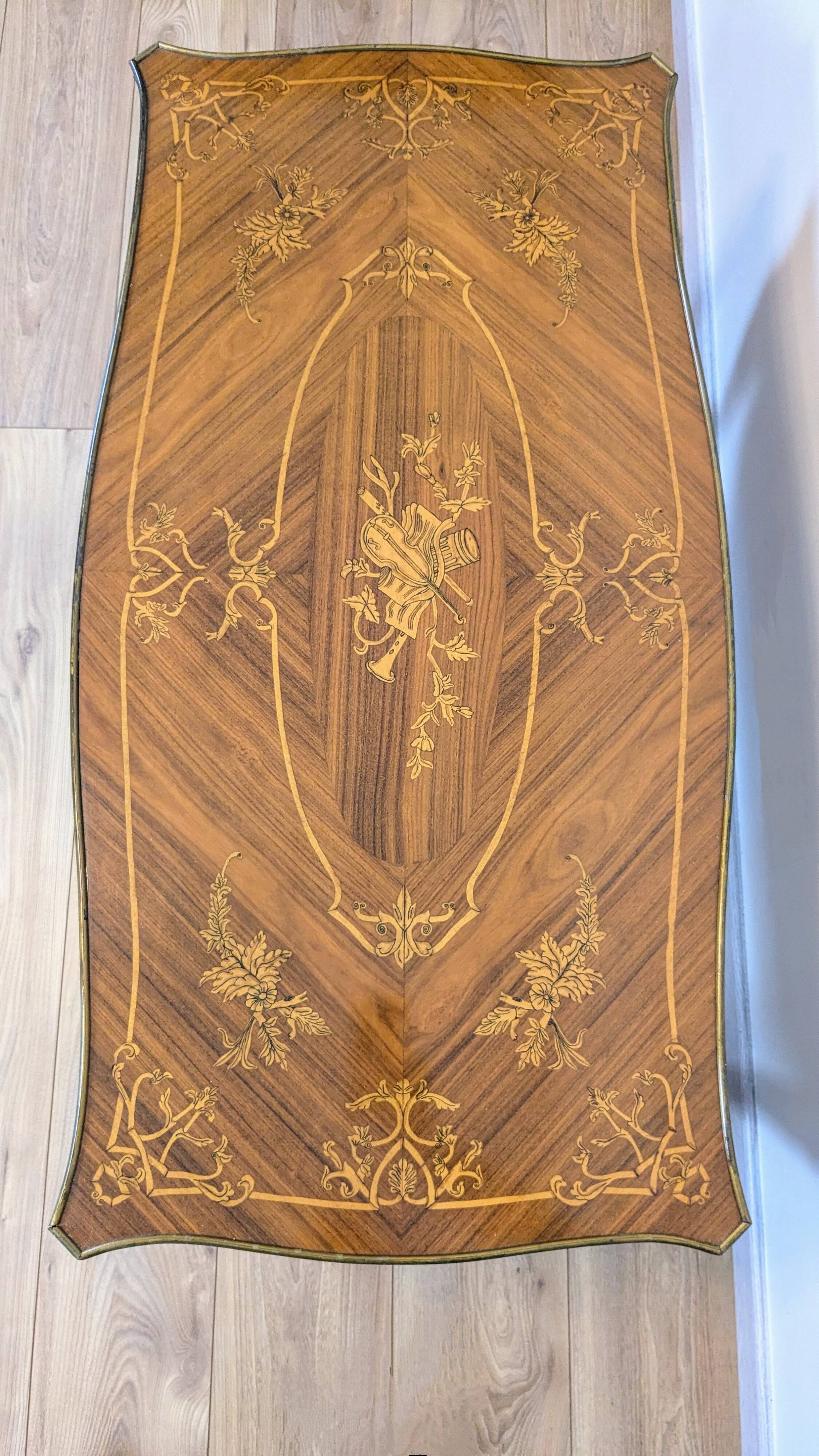 Louis XV style inlaid coffee table
