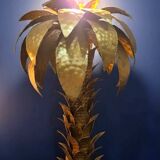 Hollywood Regency Palm Tree Lamp Trio – Hammered Gold Metal