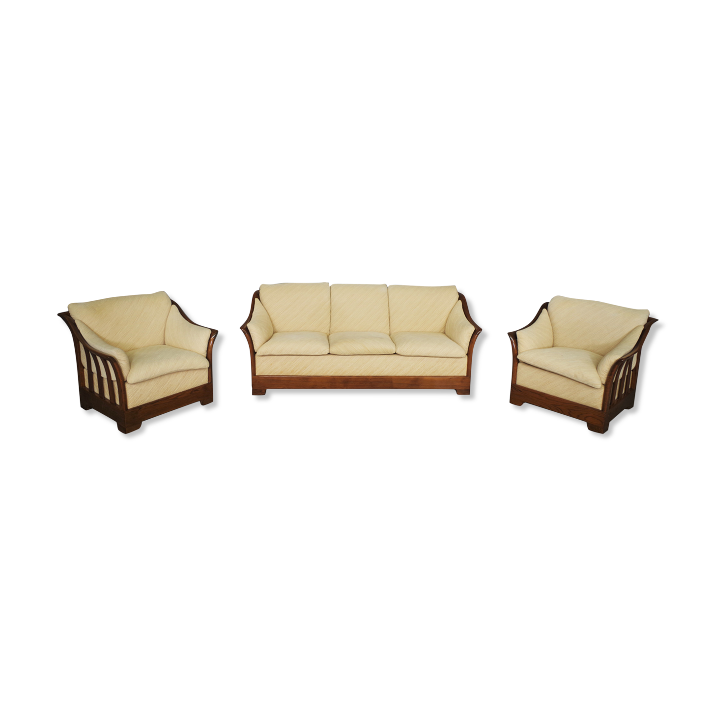 Wooden sofa and armchairs by Mobil Girgi, 70s. Set of 3