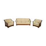 Wooden sofa and armchairs by Mobil Girgi, 70s. Set of 3