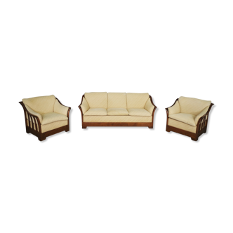 Wooden sofa and armchairs by Mobil Girgi, 70s. Set of 3