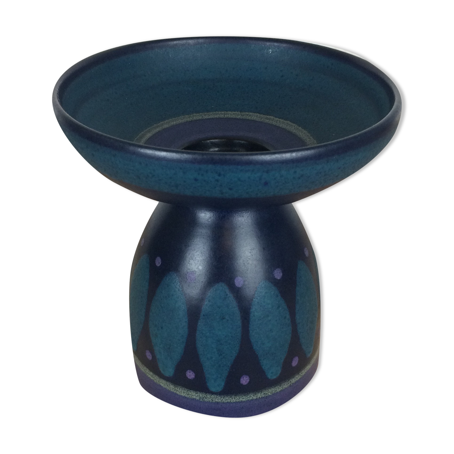 Vintage blue ceramic candle holder