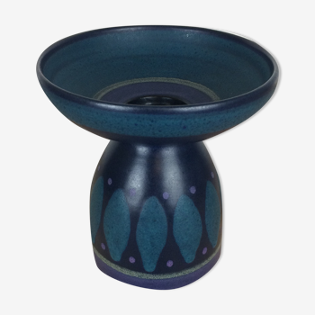 Vintage blue ceramic candle holder