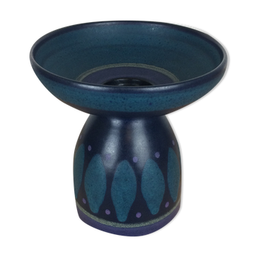 Bougeoir céramique bleu vintage
