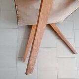 PAIR OF VINTAGE 1950 BRIDGE ARMCHAIRS WITH COMPASS LEGS IN OAK & SIMILAR LEATHER HAV