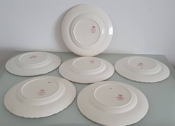 Lot de 6 assiettes Émaux de Longwy- modèle Beauvais- 1930s