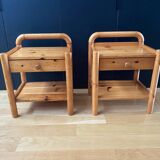 Pair of solid pine bedside tables