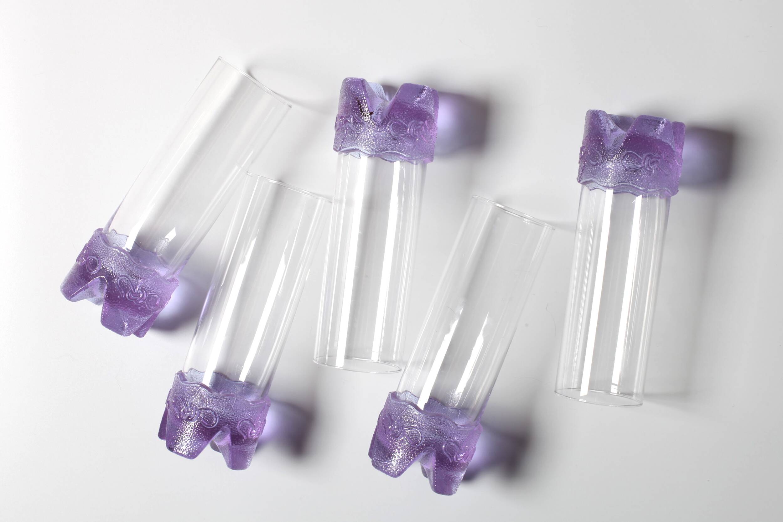 Set of 5 Vintage Lilac Tumblers / LACS Kristallglas / Italy / 1970s