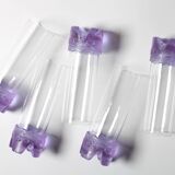 Set of 5 Vintage Lilac Tumblers / LACS Kristallglas / Italy / 1970s