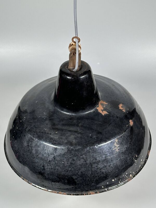 1930s/1940s Ceiling Lamp Industrial Lamp Enamel Loft Metal Bauhaus Design