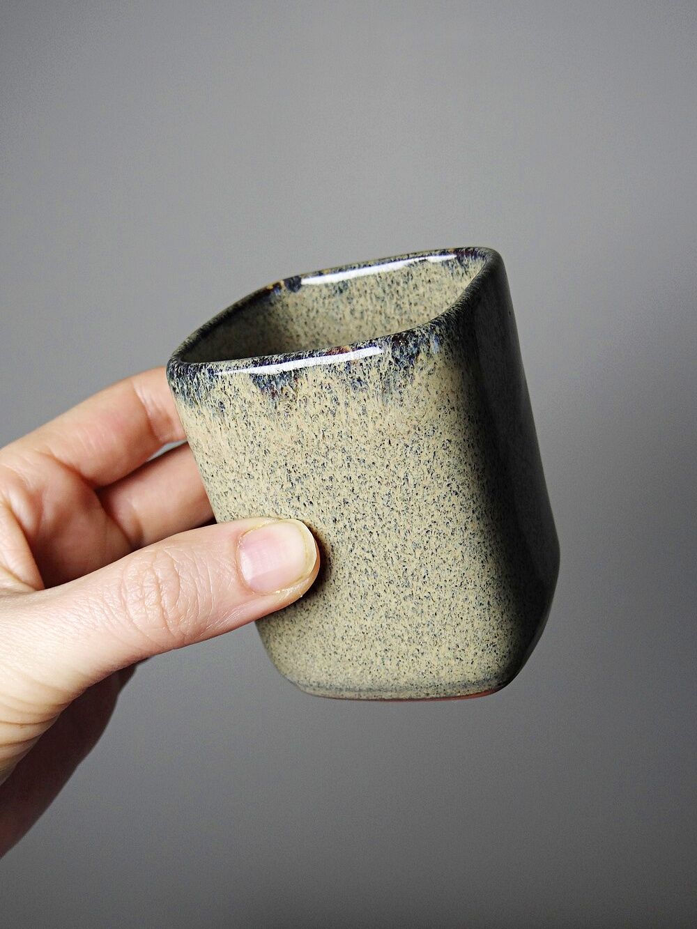 Chinese tea set in glazed terracotta, teapot and 4 cups, 1980s.