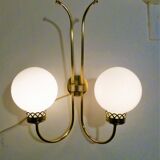 Trio of applique art deco brass and opaline. 1940