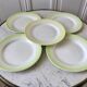 set of 5 dessert plates Digoin green and light yellow gradient pastel years 40-50