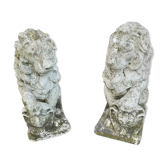 Lions de jardin en pierre vintage xxeme