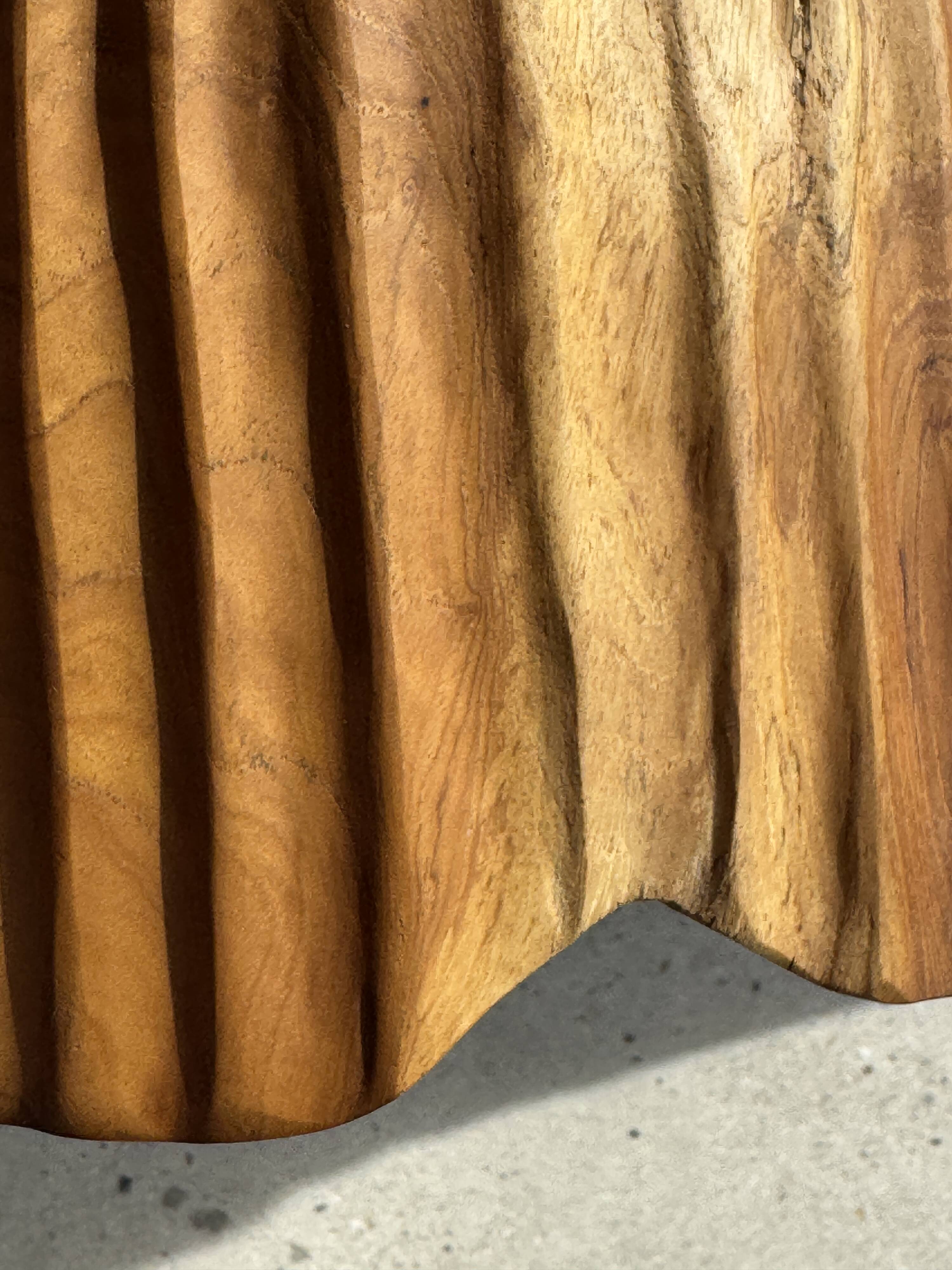 Large suspension or lampshade in organic natural teak, tubular H40 D30.